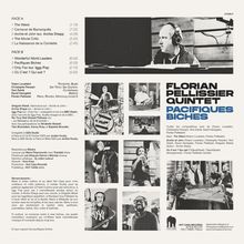 „Florian Pellissier Quintet – Pacifiques Biches“. Trackliste unten links; Musikerfotos rechts; Kontaktinfos unten.
