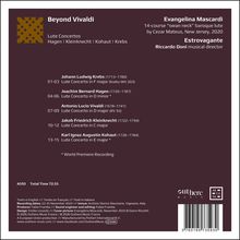 "Beyond Vivaldi", Lute Concertos von Krebs, Hagen, Kleinknecht, Vivaldi, Kohaut. Evangelina Mascardi performt. Gesamtzeit: 72:33.