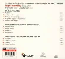 Serge Prokofieff (1891-1953): Sonaten für Violine &amp; Klavier Nr.1 &amp; 2, CD