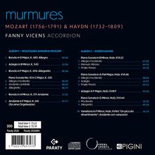 Titel: "murmures". Mozart & Haydn. Fanny Vicens Akkordeon. Zwei Alben mit jeweils acht und zehn Stücken.