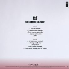 Texte: Ysé - "Pour ce qui nous attend de mieux", Titel von FACE A und FACE B. Hintergrund: Farbübergang von Weiß zu Rosa.