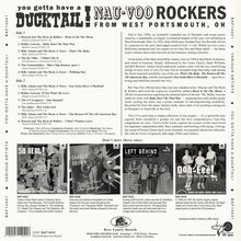 "you gotta have a DUCKTAIL" "NAU-VOO ROCKERS FROM WEST PORTSMOUTH, OH" "Various Artists" "BAF14041". Cover-Rückseite mit Trackliste.