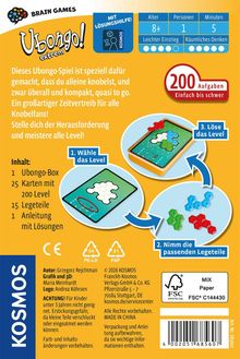 "Ubongo extrem": Solo-Knobelspiel für unterwegs. 200 Aufgaben, 8+, 1 Person, 5 Min. Enthält Karten, Legeteile, Anleitung.