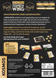 "REAL TALK FOURTH WING: Drachenreiter oder Aschehaufen? Alter 16+, 3-6 Personen, 20 Minuten. Inhalt: 180 Spielkarten. Spaß für Drachenfans."