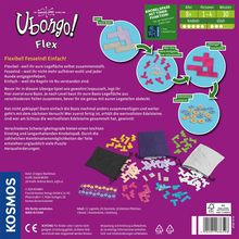 "Flexibel! Fesselnd! Einfach!" Farbige Spielsteine, Säcke und Anleitungen. Kosmos-Logo, lila Hintergrund. Ab 8 Jahren.