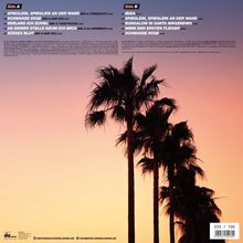 Text: 
- Side A: Titel wie "Spieglein, Spieglein an der Wand".
- Side B: Titel wie "Ibiza".

Illustration: 
Palmen-Silhouetten vor buntem Sonnenuntergang.