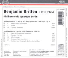 Benjamin Britten (1913-1976): Streichquartette Nr.2 &amp; 3, CD