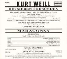 Kurt Weill (1900-1950): Die Sieben Todsünden, CD