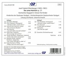 Josef Rheinberger (1839-1901): Der arme Heinrich op.37 (Singspiel in Versen für Kinder), CD