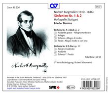 Norbert Burgmüller (1810-1836): Symphonien Nr.1 c-moll op.2 &amp; Nr.2 D-Dur op.11, CD