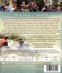 "Picknick mit Bären" zeigt Männer beim Wandern in der Natur. Details zum Film und den Schauspielern sind abgebildet.