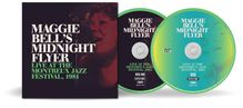Cover mit CD und DVD. Text: „Maggie Bell’s Midnight Flyer, Live at the Montreux Jazz Festival, 1981.“ Gesangspose links.