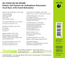 Du Fond de ma Pensee - Musik der frankophonen Reformation, CD