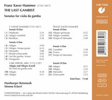 Franz Xaver Hammer (1741-1817): Gambensonaten D-Dur,D-Dur,D-Dur,A-Dur,A-Dur, CD