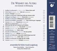 Die Weisheit des Alters - "Ars moriendi" im Minnesang, CD