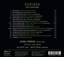 "CURIOSA lost & found tunes. Künstler: jorge jiménez, tercia realidad. Total Time: 59:12." Schwarzer Hintergrund.