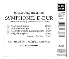 Johannes Brahms (1833-1897): Symphonie Nr.2 für Klavier 4-händig, CD