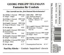 Georg Philipp Telemann (1681-1767): Fantasien für Cembalo, CD