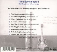 Martin Schulte (geb. 1979): Time Remembered: Standards And Other Songs, CD