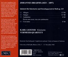 Johannes Brahms (1833-1897): Klarinettenquintett op.115, CD