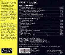 Ernst Krenek (1900-1991): Lieder op.71 "Gesänge das späten Jahres", CD