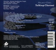Album "Talking & Clarinet" von Helmut Eisel, mit 15 Tracks, u.a. "Nigunim" und "Russian Sher For Peace". Logo von Bauer Studios unten.