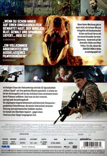 „Wenn du schon immer auf einen Dinosaurier-Film gewartet hast... Hier ist er!“ Ein Soldat hält ein Gewehr. Ein Dinosaurier brüllt. FSK 16.