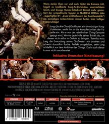 Der Text beschreibt einen Kung-Fu-Film mit Humor, Stunts und deutscher Kinofassung. Oben kämpfen Personen.