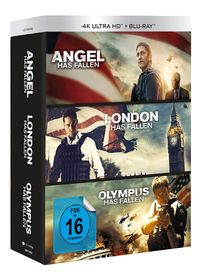 Olympus Has Fallen / London Has Fallen / Angel Has Fallen (Ultra HD Blu-ray &amp; Blu-ray), 3 Ultra HD Blu-rays und 3 Blu-ray Discs