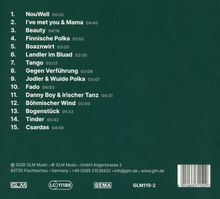 Titelliste: 1. NouWell, 2. I’ve met you & Mama, ..., 15. Csardas. Hintergrund in dunklem Grün. Barcodes und Lizenzen unten.