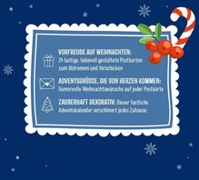Vorfreude auf Weihnachten: Postkarten und Adventskalender mit humorvollen Grüßen, um jedes Zuhause zu schmücken. Schneeflocken.