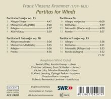 Franz Krommer (1759-1831): Oktett-Partiten für Bläser op.73,78,83, CD