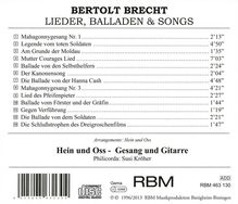Hein &amp; Oss: Bertolt Brecht - Lieder, Balladen &amp; Songs, CD