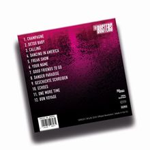 Liste von 12 Songtiteln auf einer CD-Rückseite mit pink-schwarzem Hintergrund. Oben das Logo "The Busters".