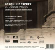 Josquin Desprez (1440-1521): Chansons - Se Congie Prens", CD