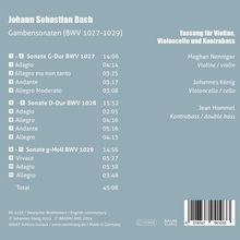 Johann Sebastian Bach (1685-1750): Gambensonaten BWV 1027-1029 (Fassung für Violine, Cello &amp; Kontrabass), CD