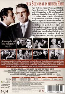 **DEIN SCHICKSAL IN MEINER HAND**: New York bei Nacht, Pressearchent Sidney Falco lebt davon... Roger Ebert: "Schonungslos und ohne Mitgefühl." Rabenschwarzer Medien-Noir mit Burt Lancaster und Tony Curtis...