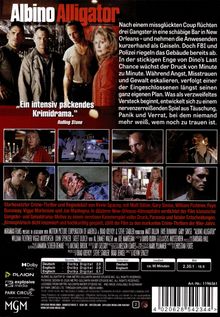 "Albino Alligator", "Ein intensiv packendes Krimidrama." Beschreibung eines nervenzerreißenden Films und Szenenbilder.