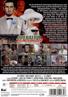 Titel: OPERATION KLEINER BRUDER. Hintergrund: Text über Spionage. Mehrere Filmfotos: Personen mit Waffen; elegante Kleidung.