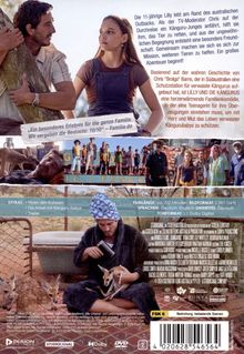 Text oben: "Die 11-jährige Lilly lebt am Rand des australischen Outbacks..."  
Unten: Ein Mann mit Handtuch auf dem Kopf trocknet ein Känguru.