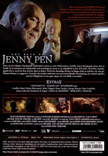 Texte: "THE RULE OF JENNY PEN", "Dave ist ein eiskalter Psychopath..." Porträt eines älteren Mannes neben einer gruseligen Puppe.