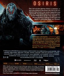 "OSIRIS" steht oben. Ein grobes, außerirdisches Wesen mit rot leuchtenden Augen im dunklen Raumanzug ist zu sehen.