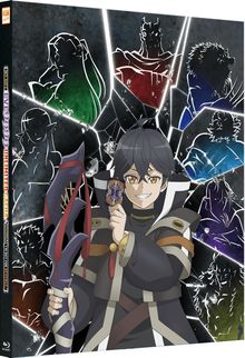 Text "LVL9999 UNLIMITED GACHA" in Weiß und Rot. Eine Anime-Figur hält eine Karte und einen Stab, bunte Silhouetten im Hintergrund.