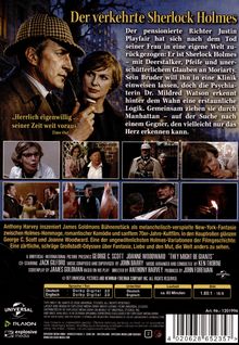 "Der verkehrte Sherlock Holmes" steht oben. Eine Collage aus Filmszenen, Sherlock mit Deerstalker-Hut und Pfeife sichtbar.