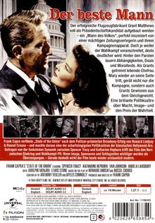 "Der beste Mann" ist groß geschrieben. Darunter geht es um die moralischen Konflikte eines Kandidaten in der Politik.