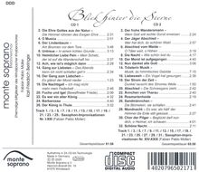 "blick hinter die sterne" oben, CD-Titel und Interpreten. Trackliste für zwei CDs mit Titeln und Zeitangaben. "monte soprano" Logo unten links.