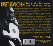 Ernst Stankovski: Das große Testament des Francois Villon, CD
