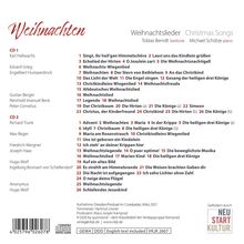 "Weihnachten. Weihnachtslieder. Christmas Songs. CD 1 enthält 26 Titel, z.B. 'Singt, ihr heil’gen Himmelchöre'. CD 2 auch 26 Titel."