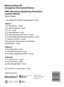 Maurice Ravel III, Komplette Orchesterwerke. OBC Barcelona Symphony Orchestra, Ludovic Morlot. Totalzeit: 66 Minuten.