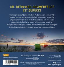 Oben steht „DR. BERNHARD SOMMERFELDT IST ZURÜCK!“ Darunter ein Text über seine Rückkehr. Unten Strand mit Strandkörben.